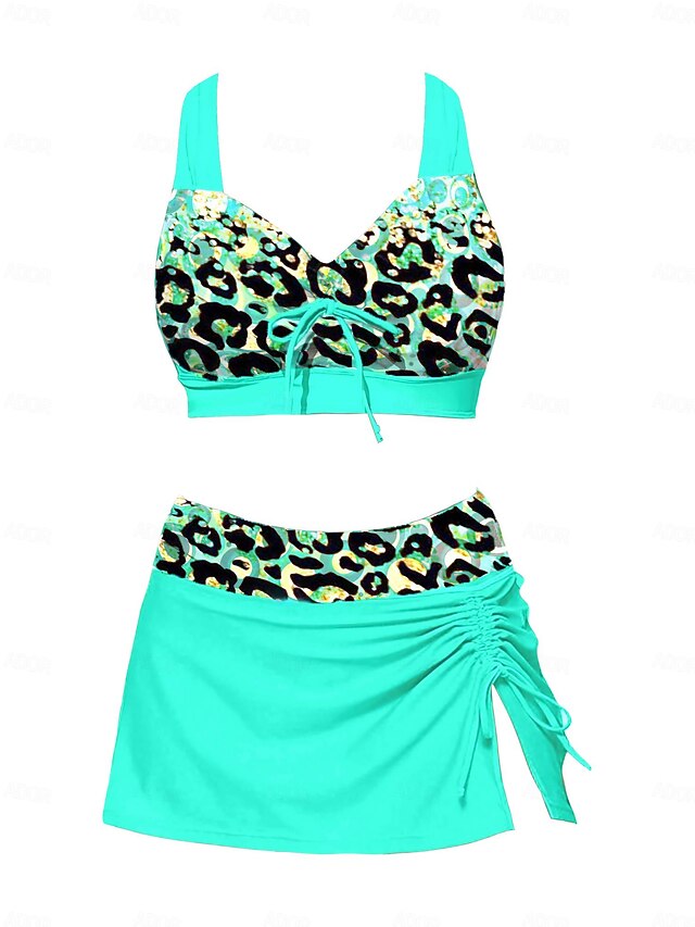 Women S Normal Swimwear Bikini Skirt Swimsuit Piece Printing Beach Wear Push Up Leopard