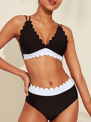 cheap -Triangle Petal Border Bikini Set