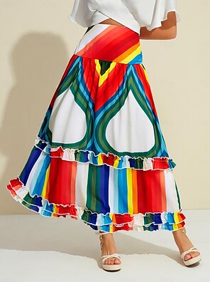 cheap -Multi Color Ruffle Peplum Skirt