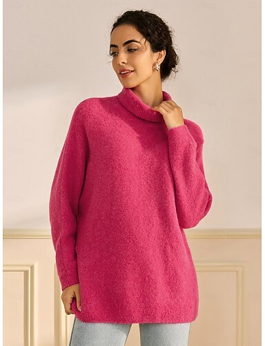 Wool-blend turtleneck sweater タートルニット Turtleneck Ribbed Knit Wool Blend Drop Shoulder Batwing