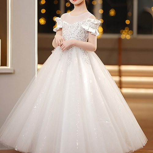 DPois Robe Demoiselle D’Honneur Fille Une Épaule Pailletée – Robe Cérémonie Mariage Haut-Bas Enfant 5-16 Ans