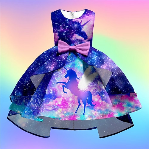 open lace back dress Unicorn Stars Birthday Girl Dress main image 1