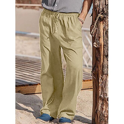 Men's Linen Pants Trousers Summer Pants Plain Comfort