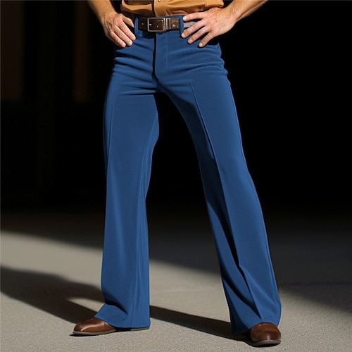 Men's Dress Pants Flared Pants Bell Bottom Trousers Velvet Pants Front  Pocket Plain Comfort Business Daily Holiday Fashion Chic & Modern Blue  Brown Ador Blue Brown Green Khaki 2026 $23.9 XS S M L