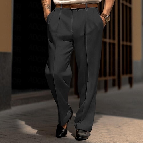 green emerald velvet dress Tapered-Fit Stretch Dress Pants for Tall Men in Black 38 / 40 / Black main image 0