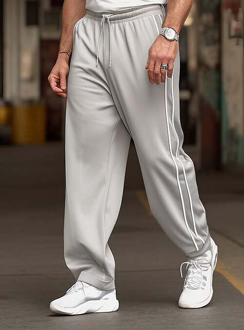 Cheap Trendy Men Sweatpants Drawstring Relaxed Fit Elastic Waist