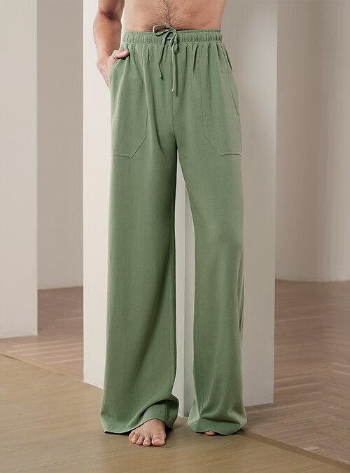 Men's Green Wide-Leg Pants