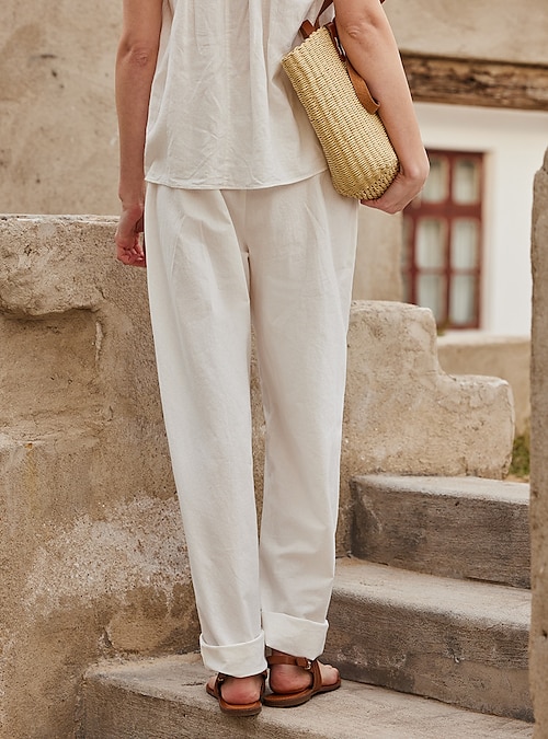 Xinqinghao Lounge Pants Women With Pockets Cotton And Linen Pants