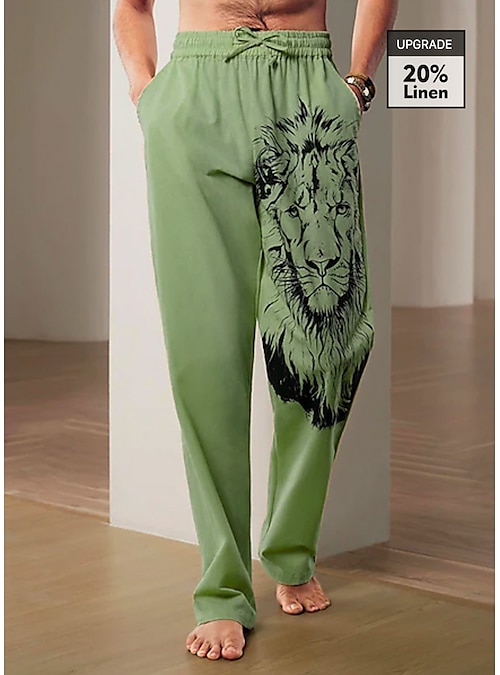Lisingtool Halara Pants Summer Cropped Trousers Men's Thin Casual Pants  Loose Large Size Harem Pants Beach Shorts. Men's Pants Green 