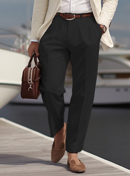 Men's Trousers Dress Pants Slacks Pleated Pants Suit Pants Buttons Front  Pocket Straight Leg Plain Comfort Breathable Business Daily Holiday Fashion  Chic & Modern Black Khaki Ador Black Beige Khaki 2026 $32.9