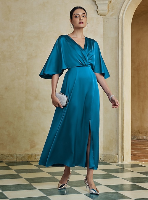 Robe bleu paon shops