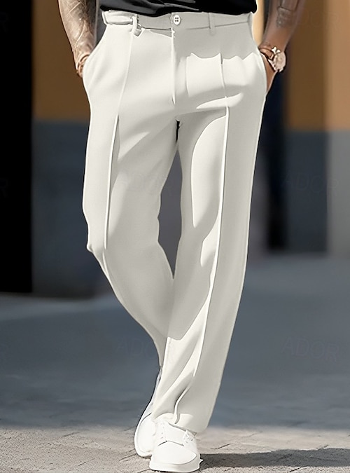 Men's Dress Pants Trousers Slacks Pocket Straight Leg Plain