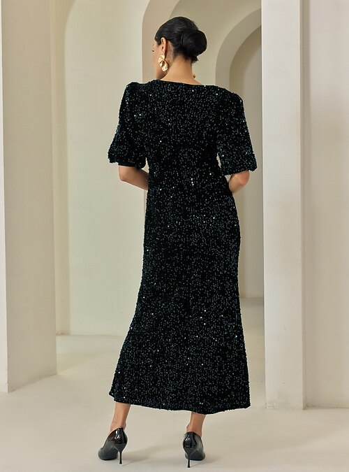 Ameri　VELOUR PUFF SLEEVE DRESS AMERI VELOUR PUFF SLEEVE DRESS Long Sleeve Dress S Polyester