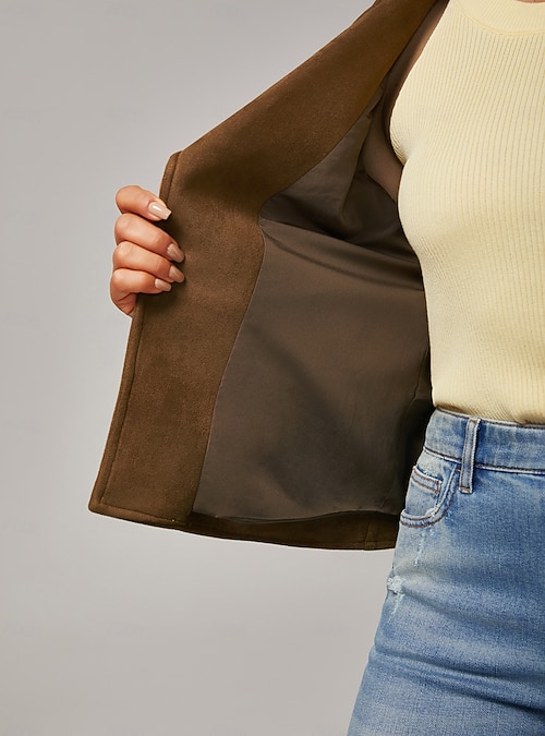 Giacca In Pelle Sottile Donna DISSA C03N – Corta Con Colletto Alto E Chiusura Lampo – Primavera/Autunno