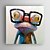 cheap Oil Paintings-Oil Painting Canvas Wall Art Decoration Cute Frog With Glasses for Home Decor Frameless or Framed Painting Artwork for Living Room Kids Room Decor