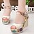 cheap Sandals-Women&#039;s Sandals Wedge Sandals Wedge Sandals Buckle Wedge Heel Peep Toe Comfort Outdoor Office &amp; Career Faux Leather Spring Summer Floral White Fuchsia Blue