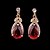 cheap Jewelry Sets-Women&#039;s Red Multicolor Crystal Synthetic Ruby Jewelry Set Drop Earrings Pendant Necklace Ladies Luxury Fashion Cubic Zirconia Gold Plated Earrings Jewelry Purple / Red / Blue For Party Wedding
