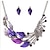 cheap Jewelry Sets-Women&#039;s Jewelry Set Drop Earrings Pearl Necklace Flower Party Statement Ladies Work Elegant Casual Cubic Zirconia Rhinestone Earrings Jewelry Purple / Green / Light Blue For Party Special Occasion