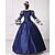 cheap Vintage Dresses-Princess Goddess Dress Cosplay Costume Masquerade Ball Gown Women&#039;s Party Prom Rococo Medieval Renaissance Vacation Dress Christmas Halloween Carnival Festival / Holiday Lace Organza Dark Blue Women&#039;s
