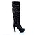 cheap Boots-Women&#039;s Boots Stiletto Heel Boots Platform Chunky Heel Round Toe Knee High Boots Fashion Boots Dress Party &amp; Evening PU Rhinestone Imitation Pearl Buckle Solid Colored Winter Dark Brown White Black