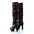 cheap Boots-Women&#039;s Boots Stiletto Heel Boots Platform Chunky Heel Round Toe Knee High Boots Fashion Boots Dress Party &amp; Evening PU Rhinestone Imitation Pearl Buckle Solid Colored Winter Dark Brown White Black