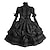 cheap Cosplay &amp; Costumes-Gothic Lolita Plus Size Punk Princess Dress Cotton Women&#039;s Girls&#039; Japanese Cosplay Costumes Plus Size Customized Black Solid Colored Ball Gown Long Sleeve Puff Balloon Sleeve Medium Length