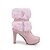 cheap Boots-Women&#039;s Boots Block Heel Boots Mid Calf Boots Booties Ankle Boots Bowknot Pumps Round Toe Sweet Dress Faux Leather Zipper Winter Solid Colored White Black Pink / Booties / Ankle Boots