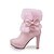 cheap Boots-Women&#039;s Boots Block Heel Boots Mid Calf Boots Booties Ankle Boots Bowknot Pumps Round Toe Sweet Dress Faux Leather Zipper Winter Solid Colored White Black Pink / Booties / Ankle Boots