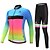 cheap Cycling Clothing-Miloto Women&#039;s Long Sleeve Cycling Jersey with Tights Cycling Jacket with Pants Winter Fleece Polyester Blue+Yellow Luminous Rainbow Gradient Plus Size Bike Fleece Lining Reflective Strips Back Pocket