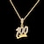 cheap Men&#039;s Necklaces-Men&#039;s Cubic Zirconia Pendant Necklace Classic Letter Trendy Rock Hip-Hop Chrome Imitation Diamond Gold 61 cm Necklace Jewelry 1pc For Club Bar
