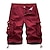 cheap Pants-Men&#039;s Cargo Shorts Shorts Solid Color Zipper Pocket Classic Knee Length Cycling Outdoor 100% Cotton Casual Stylish Wine Red White gray Inelastic / Summer