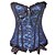 cheap At Home-Corset Women&#039;s Normal Overbust Corset Stitching Lace Embroidered Basic Bow Cotton Polyester Lace Up Blue Blushing Pink Red