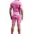 cheap Cycling Clothing-BOESTALK Men&#039;s Short Sleeve Cycling Jersey with Bib Shorts Triathlon Tri Suit Mountain Bike MTB Road Bike Cycling Rosy Pink Blue Blue Pink Patchwork Camo / Camouflage Bike Spandex Clothing Suit