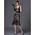 cheap Vintage Dresses-Roaring 20s 1920s The Great Gatsby Roaring Twenties Cocktail Dress Flapper Dress Dress Prom Dresses Christmas Party Dress Knee Length The Great Gatsby Charleston Women&#039;s Sequins Patchwork Wedding