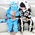 cheap Cosplay &amp; Costumes-Kid&#039;s Kigurumi Pajamas Nightwear Camouflage Cartoon Hippo Onesie Pajamas Flannelette Blue Cosplay For Boys and Girls Animal Sleepwear Cartoon Festival / Holiday Costumes