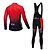 cheap Cycling Clothing-EVERVOLVE Men&#039;s Long Sleeve Cycling Jersey with Bib Tights Winter Lycra Red and White Red+Black Blue / Black Gradient Bike Clothing Suit Quick Dry Back Pocket Sweat wicking Sports Patterned Mountain
