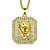 cheap Men&#039;s Jewelry-Men&#039;s Cubic Zirconia Pendant Necklace Engraved franco chain Lion King Crown Personalized Rock Hip-Hop Dubai 18K Gold Plated Yellow Gold Imitation Diamond Gold Golden Lion 2 Golden Lion 3 Golden Lion