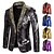 cheap Cosplay &amp; Costumes-Disco 1980s Tuxedo Suits &amp; Blazers Lapel Collar Blazer Christmas Suits Disco Men&#039;s Sequins Turndown Halloween Party Halloween Club Adults&#039; Tuxedo Spring Fall