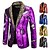 cheap Cosplay &amp; Costumes-Disco 1980s Tuxedo Suits &amp; Blazers Lapel Collar Blazer Christmas Suits Disco Men&#039;s Sequins Turndown Halloween Party Halloween Club Adults&#039; Tuxedo Spring Fall