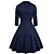 cheap Cosplay &amp; Costumes-Audrey Hepburn Dresses Retro Vintage 1950s Wasp-Waisted Prom Dress Dress A-Line Dress Tea Dress Rockabilly Women&#039;s Cotton Costume Ink Blue Vintage Cosplay Long Sleeve Party Homecoming Daily Wear Midi