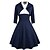 cheap Cosplay &amp; Costumes-Audrey Hepburn Dresses Retro Vintage 1950s Wasp-Waisted Prom Dress Dress A-Line Dress Tea Dress Rockabilly Women&#039;s Cotton Costume Ink Blue Vintage Cosplay Long Sleeve Party Homecoming Daily Wear Midi