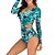 cheap Wetsuits, Diving Suits &amp; Rash Guard Shirts-Women&#039;s One Piece Swimsuit Swimwear Thermal Warm Breathable Quick Dry Long Sleeve Cut Out - Swimming Surfing Water Sports Leaves Print Autumn / Fall Spring Summer / Stretchy