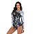 cheap Beach Dresses-Women&#039;s One Piece Swimsuit Swimwear Thermal Warm Breathable Quick Dry Long Sleeve Front Zip - Swimming Surfing Water Sports Floral / Botanical Autumn / Fall Spring Summer / Stretchy