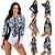 cheap Beach Dresses-Women&#039;s One Piece Swimsuit Swimwear Thermal Warm Breathable Quick Dry Long Sleeve Front Zip - Swimming Surfing Water Sports Floral / Botanical Autumn / Fall Spring Summer / Stretchy