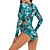 cheap Wetsuits, Diving Suits &amp; Rash Guard Shirts-Women&#039;s One Piece Swimsuit Swimwear Thermal Warm Breathable Quick Dry Long Sleeve Cut Out - Swimming Surfing Water Sports Leaves Print Autumn / Fall Spring Summer / Stretchy
