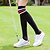 preiswerte Golf-Damen Schwarz Weiß Oberschenkellange Socken Streifen Golfkleidung, Kleidung, Outfits, Kleidung