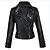 abordables Vestes Femme-Femme Couleur Pleine Automne hiver Veste de cuir Normal Travail Manches Longues Simili Cuir Manteau Hauts Noir