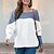 cheap Sports Athleisure-Women&#039;s Sweatshirt Pullover White Blue Oversized Patchwork One Shoulder Color Block Sport Athleisure Sweatshirt Top Long Sleeve Warm Soft Comfortable Everyday Use Causal Exercising General Use