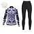 cheap Cycling Clothing-21Grams® Women&#039;s Cycling Jersey with Tights Long Sleeve - Winter Fleece Polyester Dark Blue Floral Botanical Funny Ugly Christmas Bike Fleece Lining 3D Pad Warm Breathable Quick Dry Clothing Suit