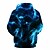billige Hoodies-Herre Grafisk Genser med hette for genser 3D-utskrift Klubb Helg Fest Fritid Gensere Gensere Navyblå